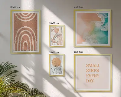 Galeria de parede com decoração de plantas elegantes