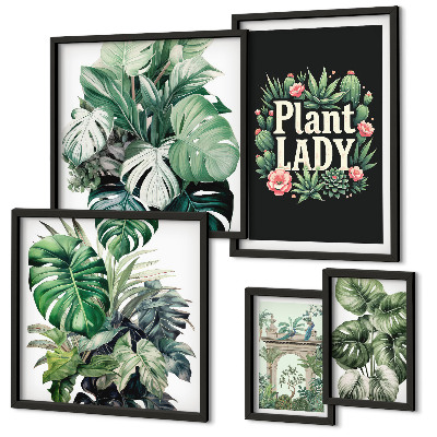 Parede galeria de quadros Adicione toques boho com plantas em tons de verde.