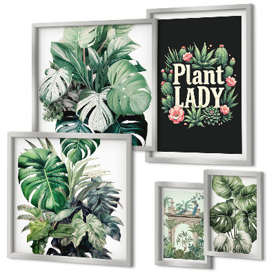 Parede galeria de quadros Adicione toques boho com plantas em tons de verde.