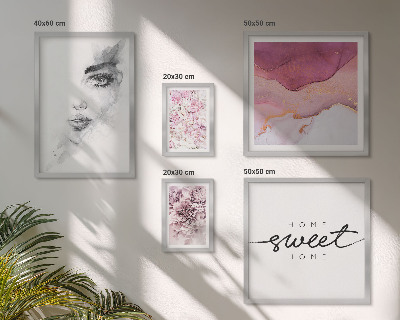 Conjunto de 5 quadros com moldura Retratos de mulheres, flores, pastel
