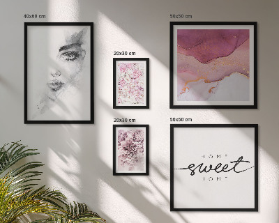 Conjunto de 5 quadros com moldura Retratos de mulheres, flores, pastel
