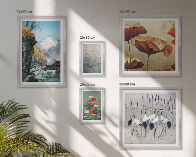 Conjunto de 5 quadros decorativos Paisagens com flores e montanhas
