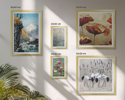 Conjunto de 5 quadros decorativos Paisagens com flores e montanhas