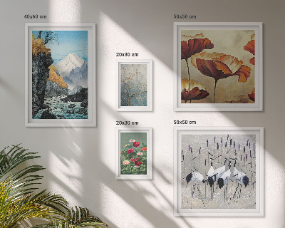 Conjunto de 5 quadros decorativos Paisagens com flores e montanhas