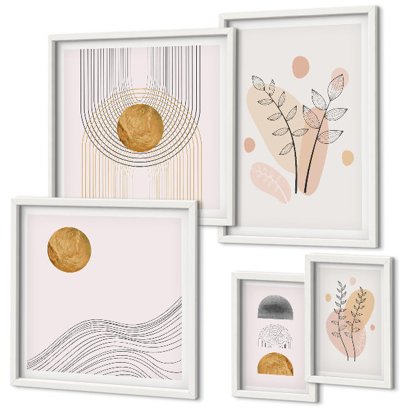 Parede galeria de quadros plantas minimalistas estilosas