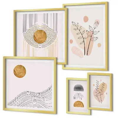 Galeria de quadros para parede com estampas de plantas minimalistas estilosas