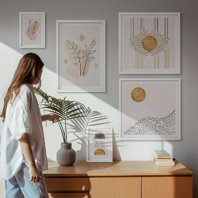 Parede galeria de quadros plantas minimalistas estilosas