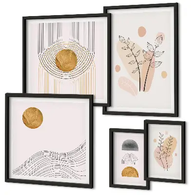 Galeria de quadros para parede com estampas de plantas minimalistas estilosas