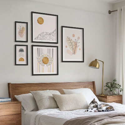 Parede galeria de quadros plantas minimalistas estilosas