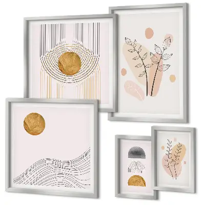 Galeria de quadros para parede com estampas de plantas minimalistas estilosas