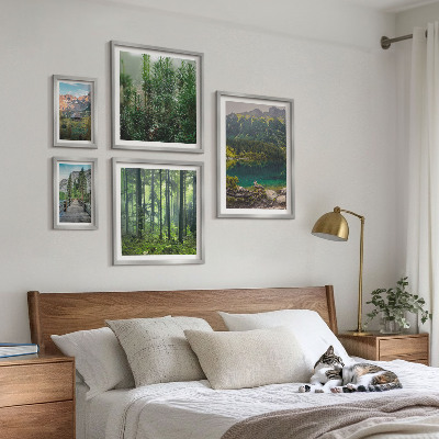 Conjunto de 5 quadros decorativos Paisagens montanhosas e florestas