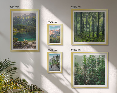 Conjunto de 5 quadros decorativos Paisagens montanhosas e florestas