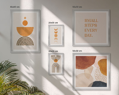 Conjunto de 5 quadros com moldura Gráficos elegantes em tons terrosos