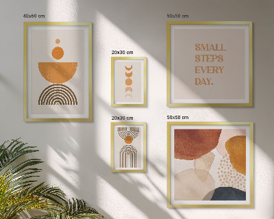 Conjunto de 5 quadros com moldura Gráficos elegantes em tons terrosos