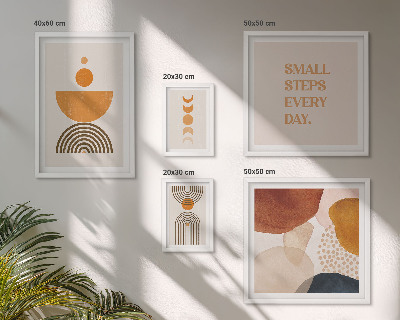 Conjunto de 5 quadros com moldura Gráficos elegantes em tons terrosos