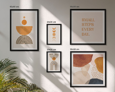 Conjunto de 5 quadros com moldura Gráficos elegantes em tons terrosos