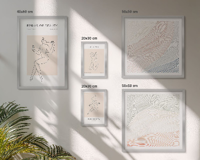 Conjunto de 5 quadros com moldura Formas de beleza, linhas de silhueta