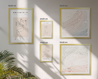 Conjunto de 5 quadros com moldura Formas de beleza, linhas de silhueta