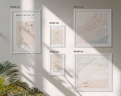 Conjunto de 5 quadros com moldura Formas de beleza, linhas de silhueta