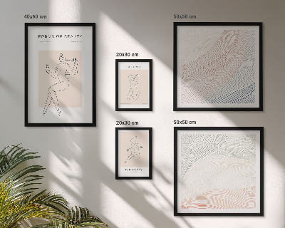 Conjunto de 5 quadros com moldura Formas de beleza, linhas de silhueta