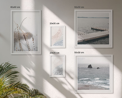 Conjunto de 5 quadros decorativos Paisagens marinhas minimalistas