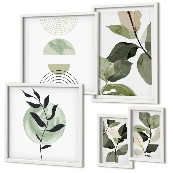 Galeria de quadros para parede com motivos de plantas escandinavas