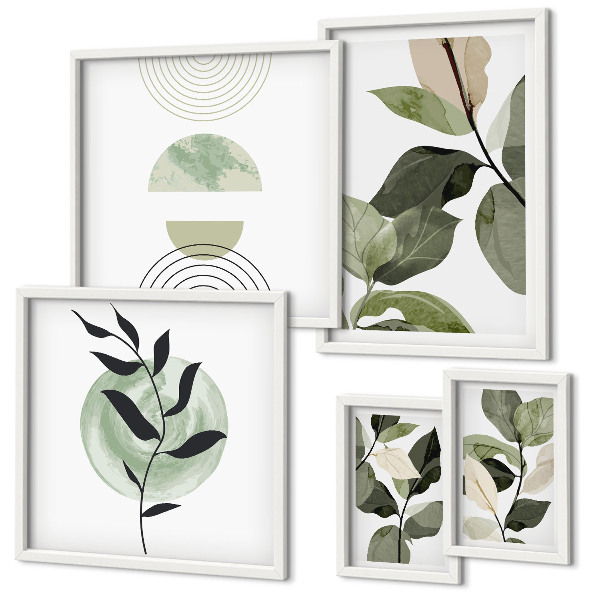 Parede galeria de quadros motivos de plantas escandinavas