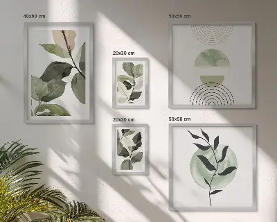 Galeria de quadros para parede com motivos de plantas escandinavas