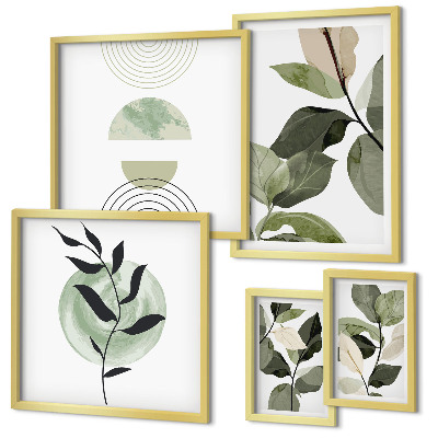 Parede galeria de quadros motivos de plantas escandinavas