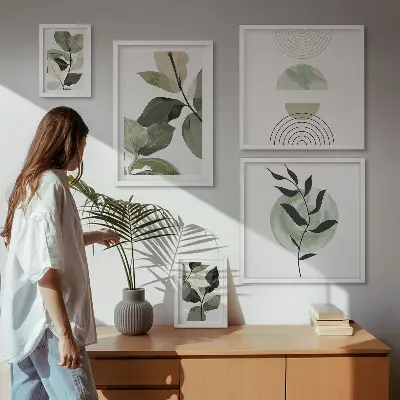 Galeria de quadros para parede com motivos de plantas escandinavas