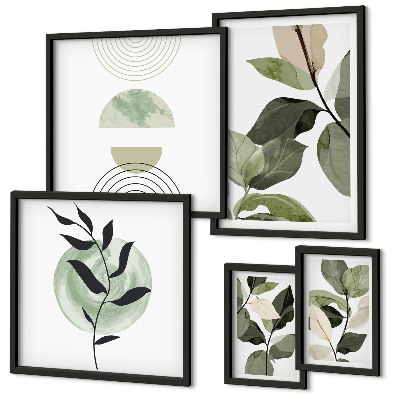 Parede galeria de quadros motivos de plantas escandinavas