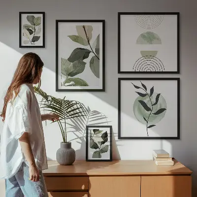 Galeria de quadros para parede com motivos de plantas escandinavas