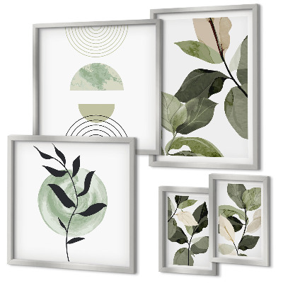 Parede galeria de quadros motivos de plantas escandinavas