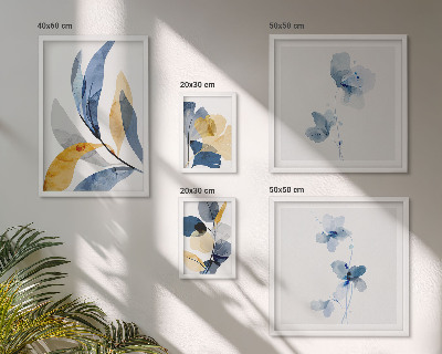 Conjunto de 5 quadros com moldura Motivos vegetais em interiores em tons pastel