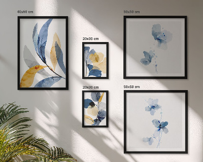 Conjunto de 5 quadros com moldura Motivos vegetais em interiores em tons pastel