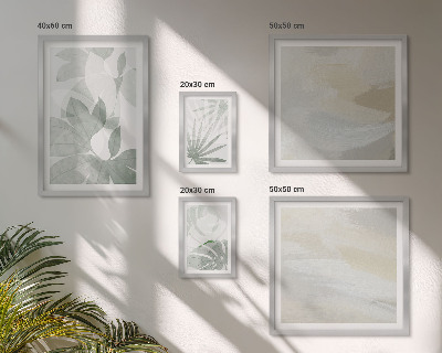 Conjunto de 5 quadros decorativos Motivos vegetais em tons de cinza e branco