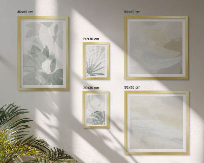 Conjunto de 5 quadros decorativos Motivos vegetais em tons de cinza e branco