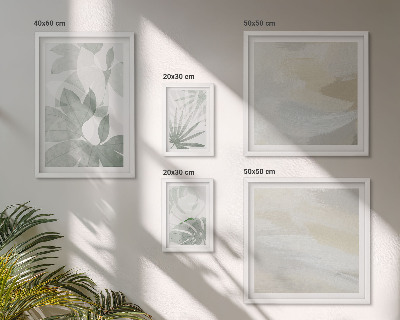 Conjunto de 5 quadros decorativos Motivos vegetais em tons de cinza e branco