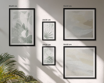 Conjunto de 5 quadros decorativos Motivos vegetais em tons de cinza e branco