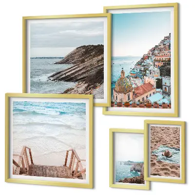 Galeria de quadros para parede temática de cidades italianas, praias e relaxamento