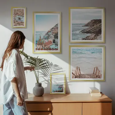 Galeria de quadros para parede temática de cidades italianas, praias e relaxamento