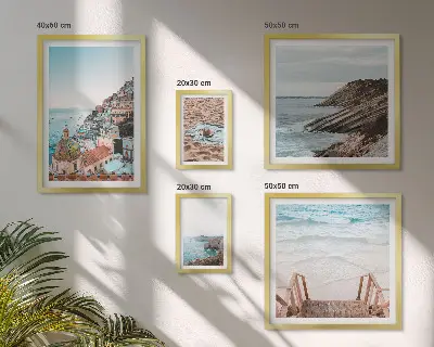 Galeria de quadros para parede temática de cidades italianas, praias e relaxamento