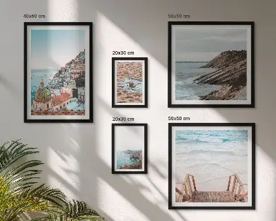 Galeria de quadros para parede temática de cidades italianas, praias e relaxamento
