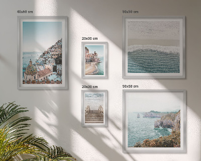 Conjunto de 5 quadros decorativos Paisagens de uma cidade litorânea