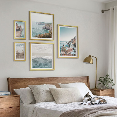 Conjunto de 5 quadros decorativos Paisagens de uma cidade litorânea