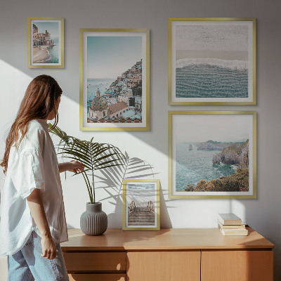 Conjunto de 5 quadros decorativos Paisagens de uma cidade litorânea