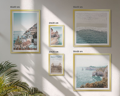 Conjunto de 5 quadros decorativos Paisagens de uma cidade litorânea