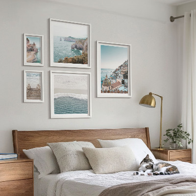 Conjunto de 5 quadros decorativos Paisagens de uma cidade litorânea