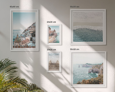 Conjunto de 5 quadros decorativos Paisagens de uma cidade litorânea