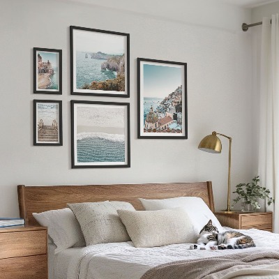 Conjunto de 5 quadros decorativos Paisagens de uma cidade litorânea